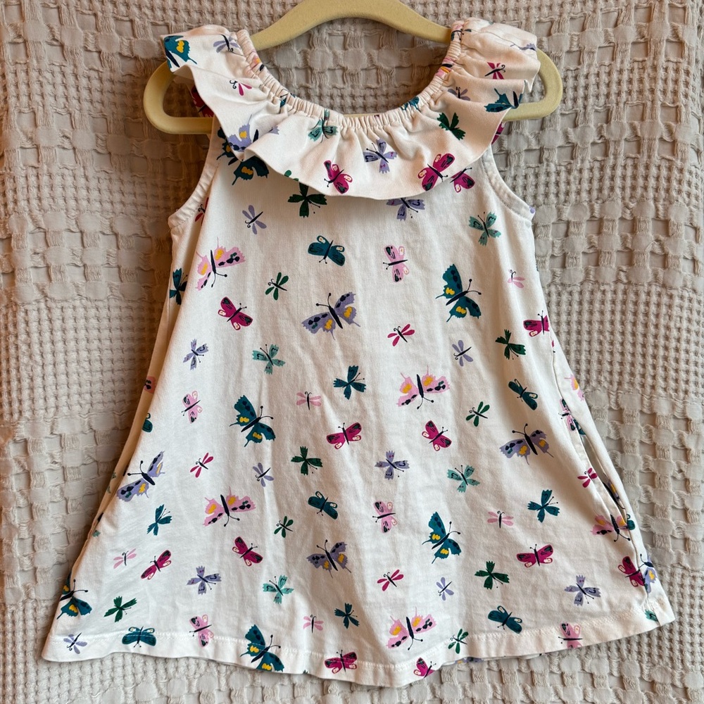 Hanna Andersson Ruffle Neck Swing Butterfly Dress